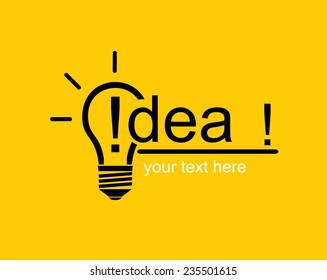 Bulb icon, elegant idea bulb icon combine with exclamation mark and text
