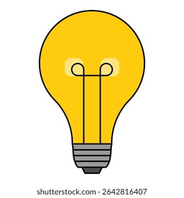 Bulb Icon With Fill Color, Light Bulb Icon with yellow fil color, Idea Generating bulb concept vector illustration in EPS-10 format 