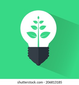 Bulb icon flat ecology, ecology flat design, flat ecology energy. Light bulb logo template