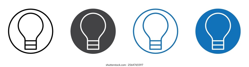 Bulb icon flat editable icon mark set.