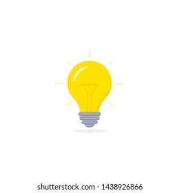 Bulb icon flat lamp sign, vector lightbulb isolated symbol. Idea concept icon.