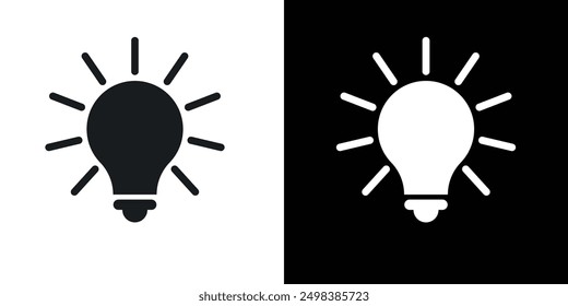 Bulb icon flat line symbol set.