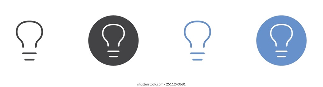 Bulb icon Flat set in black and white color