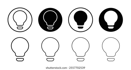 Bulb icon Flat set in black and white color