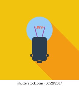 Bulb icon. Flat vector related icon with long shadow for web and mobile applications. It can be used as - logo, pictogram, icon, infographic element. Vector Illustration.