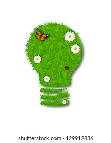 Bulb icon from grass background