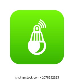 Bulb icon green vector isolated on white background