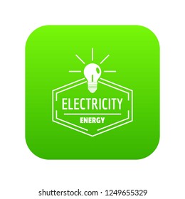 Bulb icon green vector isolated on white background