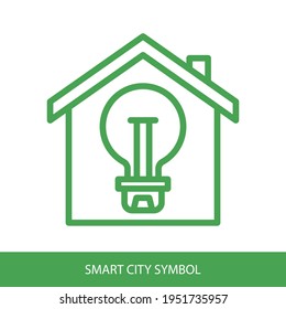 Bulb icon with home sign vector design. Smart city symbol for your website design, logo, app, UI. Eps10 vector illustration.