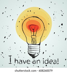 BULB ICON WITH IDEA CONCEPT. doodle light bulb