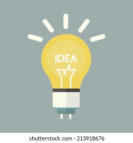 Bulb icon with idea concept, flat design