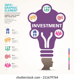 BULB ICON WITH IDEA CONCEPT. INFO GRAPHIC for business, marketing, creative, web design and graphics