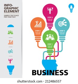 BULB ICON WITH IDEA CONCEPT. INFO GRAPHIC for business, marketing, creative, web design and graphics