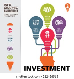 BULB ICON WITH IDEA CONCEPT. INFO GRAPHIC for business, marketing, creative, web design and graphics