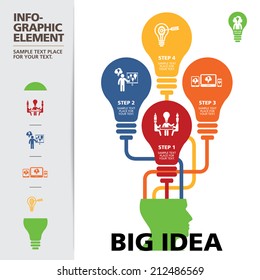BULB ICON WITH IDEA CONCEPT. INFO GRAPHIC for business, marketing, creative, web design and graphics