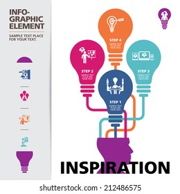 BULB ICON WITH IDEA CONCEPT. INFO GRAPHIC for business, marketing, creative, web design and graphics