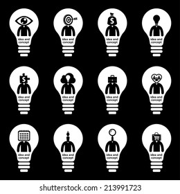 BULB ICON WITH IDEA CONCEPT. INFO GRAPHIC for business, marketing, creative, web design and graphics