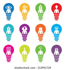 BULB ICON WITH IDEA CONCEPT. INFO GRAPHIC for business, marketing, creative, web design and graphics