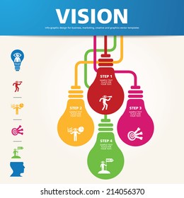 BULB ICON WITH IDEA CONCEPT. INFO GRAPHIC for business, marketing, creative, web design and graphics