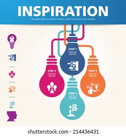 BULB ICON WITH IDEA CONCEPT. INFO GRAPHIC for business, marketing, creative, web design and graphics