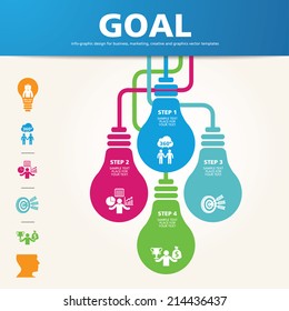 BULB ICON WITH IDEA CONCEPT. INFO GRAPHIC for business, marketing, creative, web design and graphics