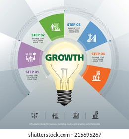 BULB ICON WITH IDEA CONCEPT. INFO GRAPHIC for business, marketing, creative, web design and graphics