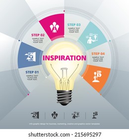 BULB ICON WITH IDEA CONCEPT. INFO GRAPHIC for business, marketing, creative, web design and graphics