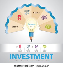 BULB ICON WITH IDEA CONCEPT. INFO GRAPHIC for business, marketing, creative, web design and graphics