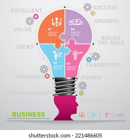 BULB ICON WITH IDEA CONCEPT. INFO GRAPHIC for business, marketing, creative, web design and graphics