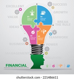 BULB ICON WITH IDEA CONCEPT. INFO GRAPHIC for business, marketing, creative, web design and graphics