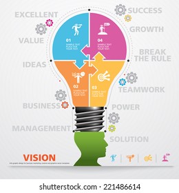 BULB ICON WITH IDEA CONCEPT. INFO GRAPHIC for business, marketing, creative, web design and graphics
