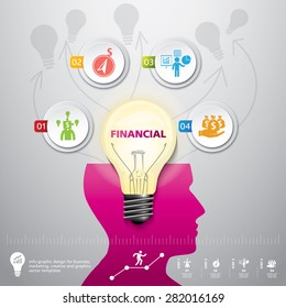 BULB ICON WITH IDEA CONCEPT. INFO GRAPHIC for business, marketing, creative, web design and graphics