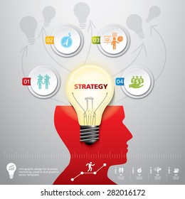 BULB ICON WITH IDEA CONCEPT. INFO GRAPHIC for business, marketing, creative, web design and graphics