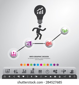 BULB ICON WITH IDEA CONCEPT. INFO GRAPHIC for business, marketing, creative, web design and graphics
