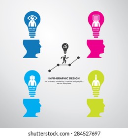 BULB ICON WITH IDEA CONCEPT. INFO GRAPHIC for business, marketing, creative, web design and graphics
