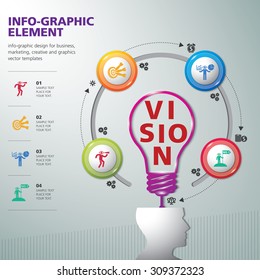 BULB ICON WITH IDEA CONCEPT. INFO GRAPHIC for business, marketing, creative, web design and graphics
