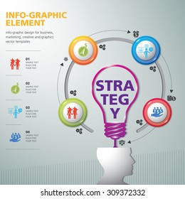 BULB ICON WITH IDEA CONCEPT. INFO GRAPHIC for business, marketing, creative, web design and graphics