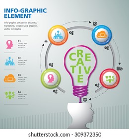 BULB ICON WITH IDEA CONCEPT. INFO GRAPHIC for business, marketing, creative, web design and graphics