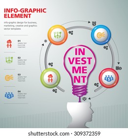 BULB ICON WITH IDEA CONCEPT. INFO GRAPHIC for business, marketing, creative, web design and graphics