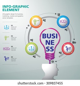 BULB ICON WITH IDEA CONCEPT. INFO GRAPHIC for business, marketing, creative, web design and graphics