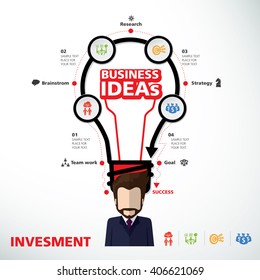 BULB ICON WITH IDEA CONCEPT. INFO GRAPHIC for business, marketing, creative, web design and graphic