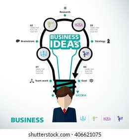 BULB ICON WITH IDEA CONCEPT. INFO GRAPHIC for business, marketing, creative, web design and graphic