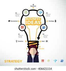 BULB ICON WITH IDEA CONCEPT. INFO GRAPHIC for business, marketing, creative, web design and graphic
