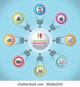 BULB ICON WITH IDEA CONCEPT, template modern info graphic design, for business template, marketing, creative templates and graphics vector