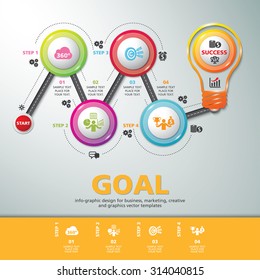 BULB ICON WITH IDEA CONCEPT, template modern info graphic design, for business template, marketing, creative templates and graphics vector