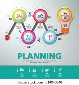 BULB ICON WITH IDEA CONCEPT, template modern info graphic design, for business template, marketing, creative templates and graphics vector