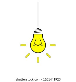 Bulb icon. idea icon isolated on white background. Idea sign, solution, thinking concept. Lighting Electric lamp. Electricity, shine. Trendy Flat style for graphic design, Web site