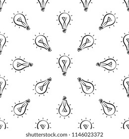 Bulb Icon, Idea Icon, Lamp Icon Seamless Pattern Vector Art Illustration