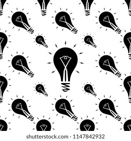 Bulb Icon, Idea Icon, Lamp Icon Seamless Pattern Vector Art Illustration