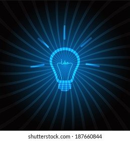 bulb icon with innovative idea on black background